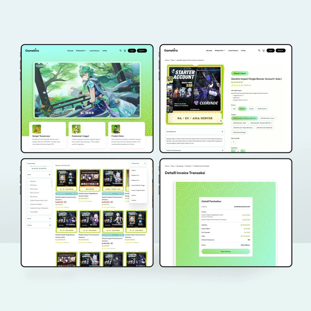 Website Platform Jual Starter Akun Game RPG