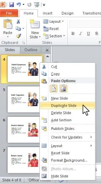 Duplicate slide