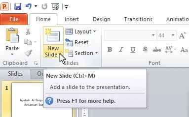 Klik New Slide