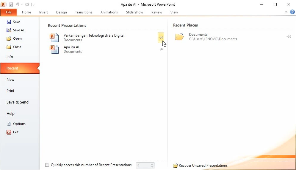 Pilih dan klik file yang ingin disematkan