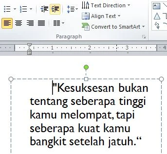 Perintah Indent, teks menjadi menjorok ke dalam
