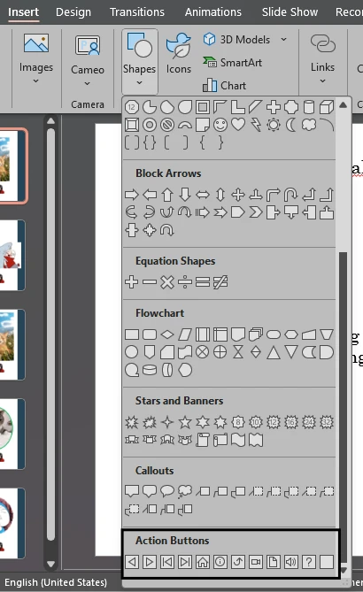 Pilih Action Buttons yang diinginkan