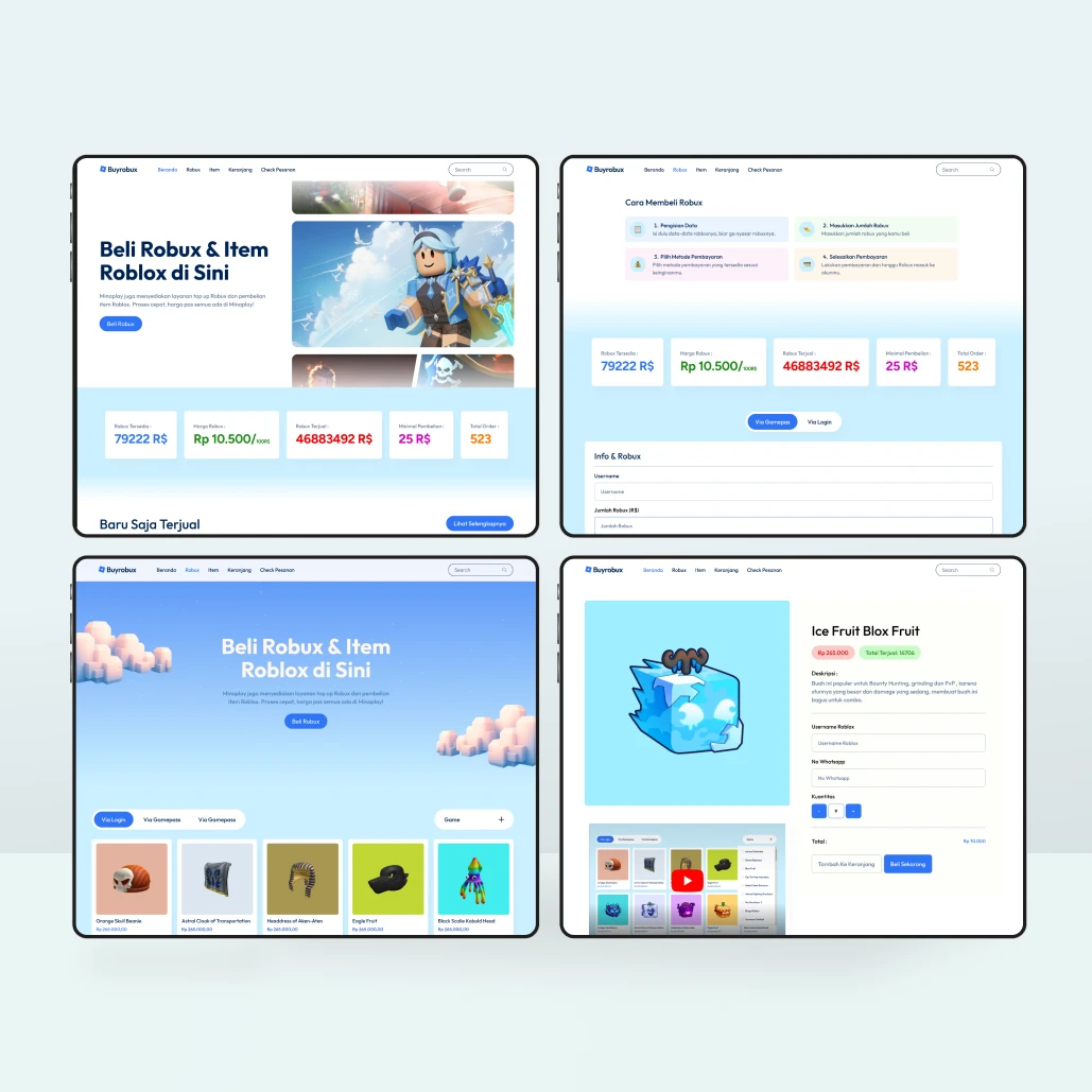 Website Platform Topup Robux & Beli Item Roblox