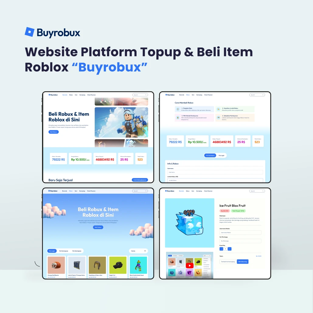 Website Platform Topup Robux & Beli Item Roblox