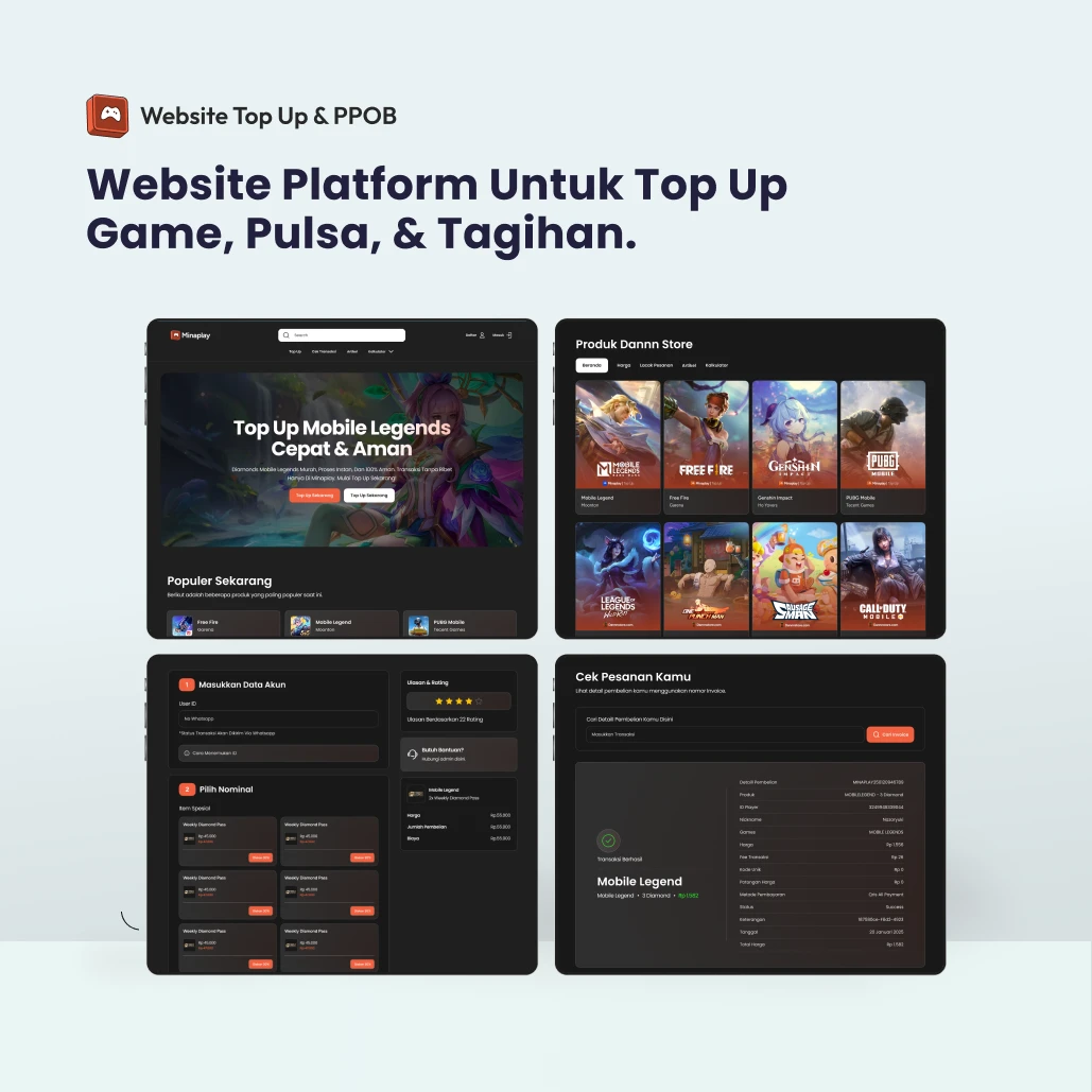 Website Platform Untuk Top Up Game, Pulsa, & Tagihan.