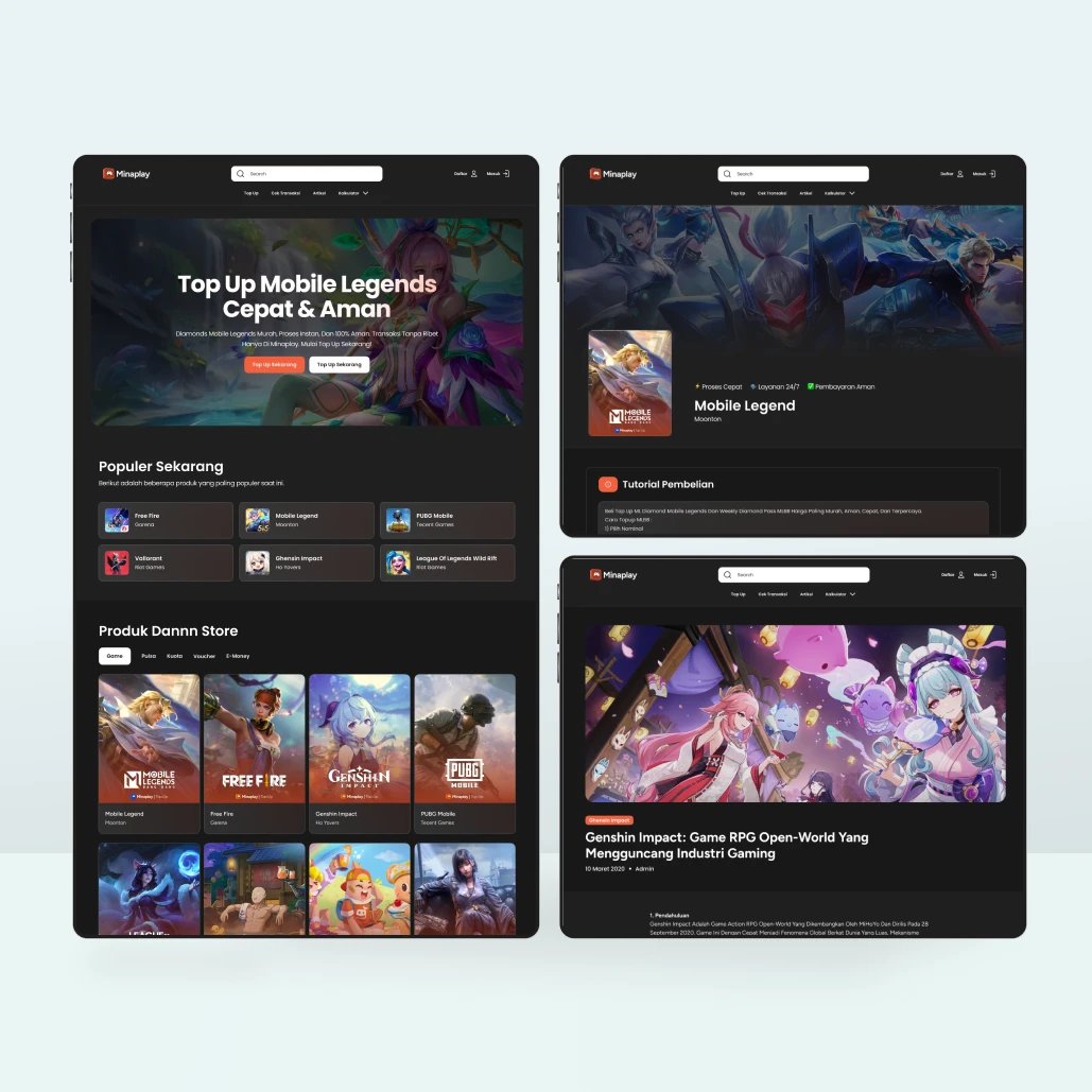 Website Platform Untuk Top Up Game, Pulsa, & Tagihan.