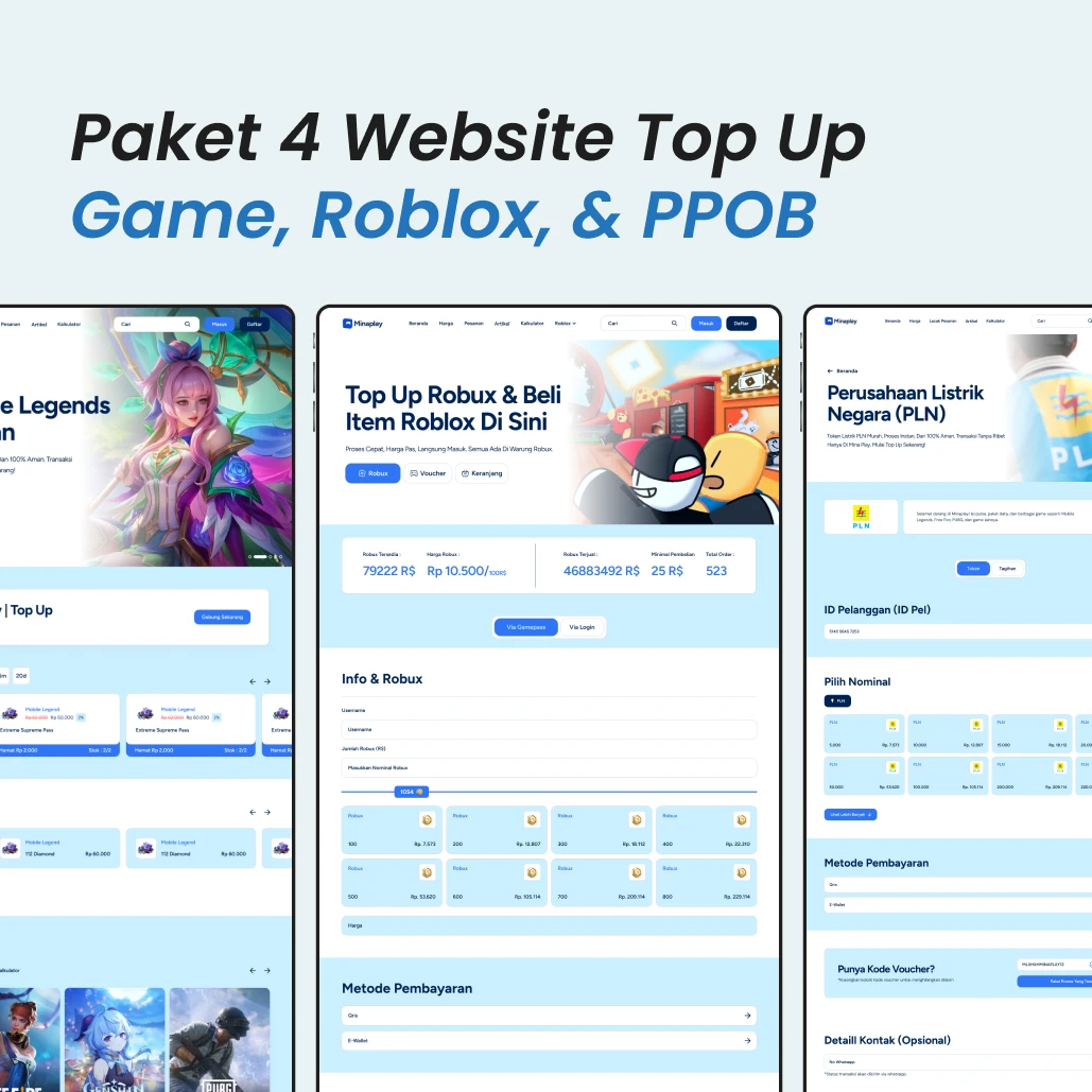 Paket 04 - Website Top Up Game, Roblox, & PPOB